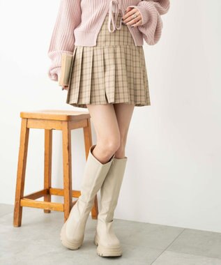 WEGO 【SCHOOL ITEM】プリーツスカパン ベージュチェック1