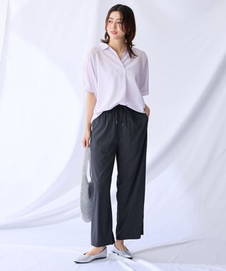 ANY 【新色追加】スキッパーネック袖タックブラウス ピンク