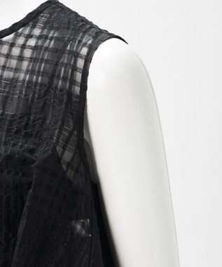 23区 【エステータ】シャドーチェック アシンメトリー ワンピース ブラック系