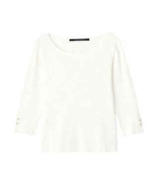YECCA VECCA 袖釦7分袖リブニット Off White