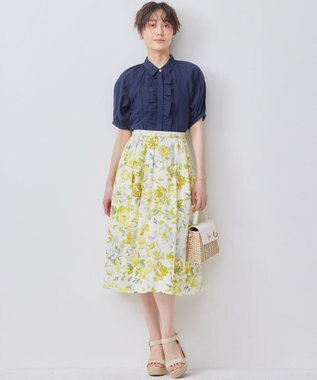 組曲 S スプレーローズプリント フレアスカート イエロースカッシュ系5