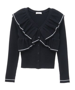 earth music&ecology Ｖネックフリルニットカーディガン Black