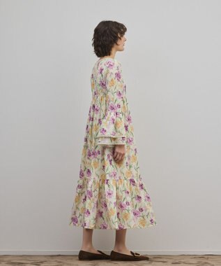GRACE CONTINENTAL ボタニカルプリントティアードワンピース イエロー