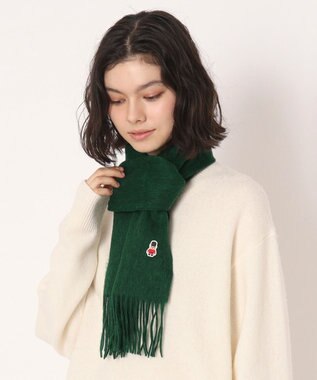 MOONBAT 【WEB限定】MACKINTOSH PHILOSOPHY バッキンガムベア付きウール100%無地マフラー (パッケージ付き) グリーン