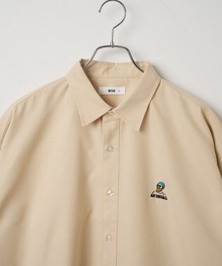 WEGO 【シワになりにくい】イージーケアオックスフォードワンポイントシャツ（S） ベージュ