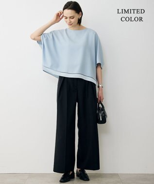 ICB L 【先行予約・WEB限定カラーあり】 FluidBackSatin クロップドブラウス サックスグレー［WEB限定］