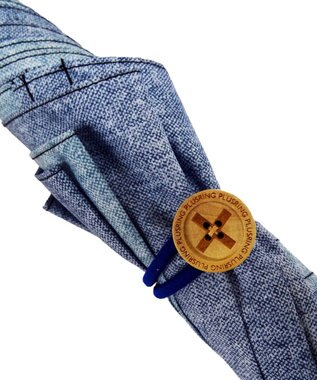 +RING 【限定/日本製】レディース向け 晴雨兼用傘 （長ショート）BLU denim-like pattern SR358 青