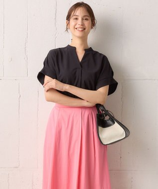 組曲 L 【WEB限定】ライトジョーゼットスキッパー ブラウス ブラック系