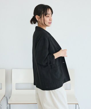 CRAFT STANDARD BOUTIQUE リネンライクオーバーサイズジャケット Black