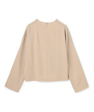 BEIGE， RUE / ドライタッチVネック配色ステッチブラウス Taupe
