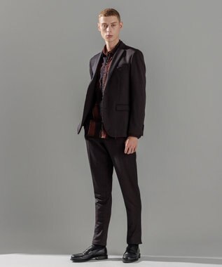 JOSEPH HOMME オーバーチェックジャガードストレッチ　レギュラーカラーシャツ ワイン系3