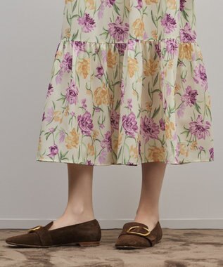 GRACE CONTINENTAL ボタニカルプリントティアードワンピース イエロー