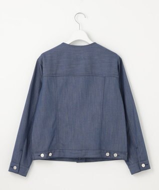 J.PRESS LADIES 【洗える】セルロースシャンブレー ノーカラー デニム ジャケット ブルー系