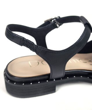 Dominic3 スタッズピース レザーケージサンダル ブラック