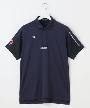 23区GOLF 【MEN】【吸水速乾】ポンチコンビ ポロシャツ ネイビー系