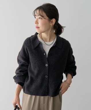 Green Parks 衿つきニットプルオーバー Black