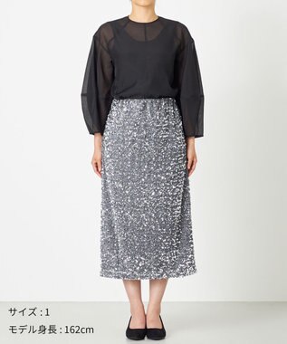 NAVE 【Nave・洗える】スパンコール スカート シルバー系