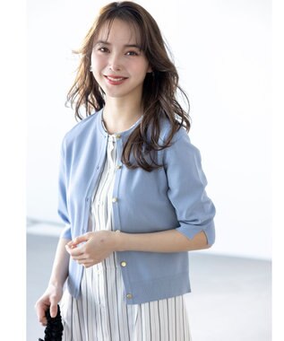 ANY SIS 【接触冷感・UVカット・洗える】ハーフスリーブ カーディガン ライトブルー