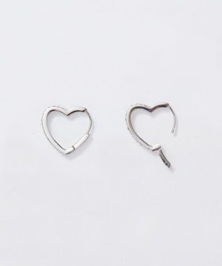 Phoebe 【金属アレルギー対応】ワンタッチライナーハートビジューフープピアス　シルバー シルバー