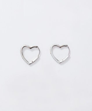 Phoebe 【金属アレルギー対応】ワンタッチライナーハートビジューフープピアス　シルバー シルバー