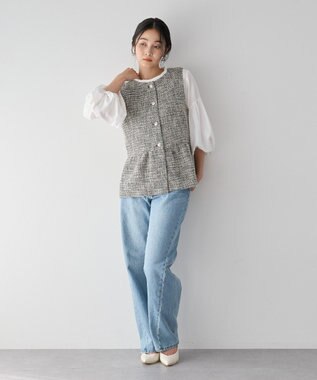 YECCA VECCA ツイードペプラムジレ Mix