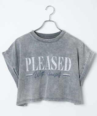 WEGO 【洗える】ヴィンテージウォッシュロールアップショートTシャツ グレーその他