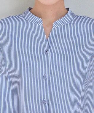 Tiaclasse バックタックフレアチュニック サックスストライプ