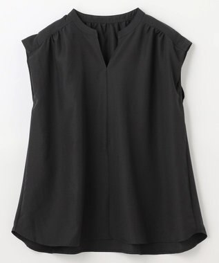 ANY ギャザーショートスリーブブラウス ブラック