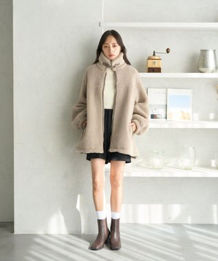 earth music&ecology ボアルーズブルゾン グレーベージュ