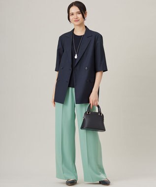 自由区 L 【ドラマ「明日はもっと いい日になる」着用】ソフトリブ Tシャツ ネイビー