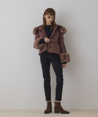 GRACE CONTINENTAL エコファーショートダウンジャケット ブラウン