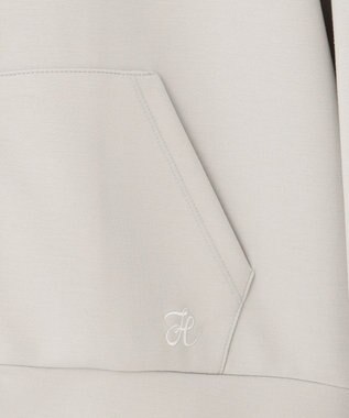 Feroux 【洗える】ダブルジップダンボールロゴ パーカー ライトグレー系