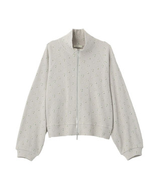 earth music&ecology 【予約】【綿100％】ダブルジップワッフルカーディガン フラワー