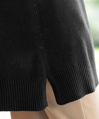 Tiaclasse 【洗える】ハーフジップニットチュニック ブラック