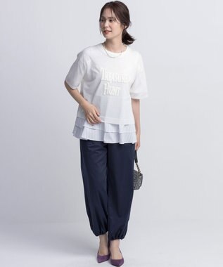 組曲 L ポリエステルレーヨンツイル パンツ ネイビー系