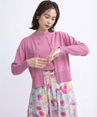 組曲 【UVケア・接触冷感】MINA ニットカーディガン ピオニーピンク系