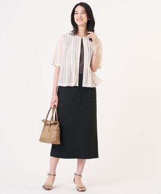 J.PRESS LADIES S シアードライトリコット フレアタック カットソー グレージュ系