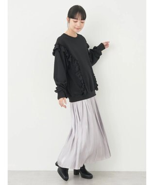 earth music&ecology フリルスウェットプルオーバー Black