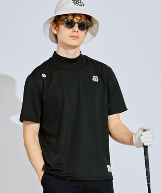 PW CIRCULUS 【吸水速乾 / ストレッチ】【MEN】ストレッチメッシュカノコ ベンチレーションモックT ゴルフ ブラック系