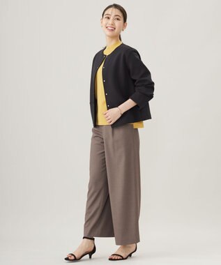 J.PRESS LADIES L 【洗える】T/Rウォッシャブルギャバ ワイド パンツ モカ系