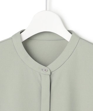 ICB 【洗える】イージージョーゼット バンドカラーカットソー スモークグレー系