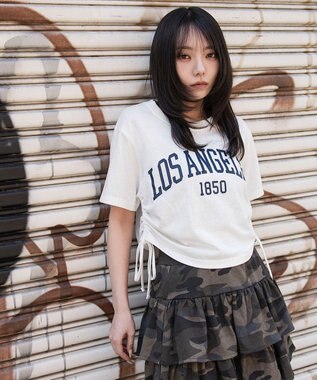  グラフィックサイドリボンドロストショートT