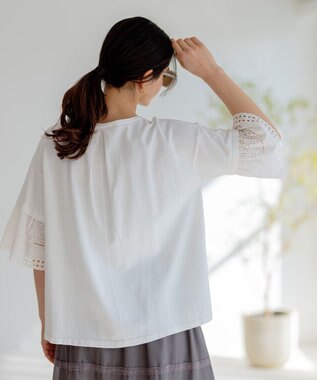 組曲 【WEB限定】レーススリーブ ニット アイボリー系