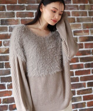 Green Parks ・Ｐｅｔｉｔ　Ｆｌｅｕｒ　シャギーキリカエニット Gray Beige