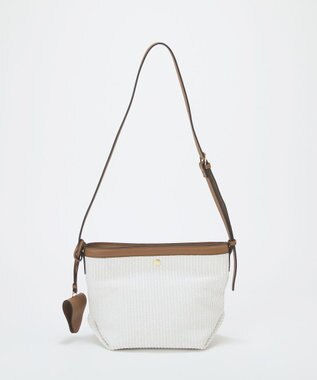 TOPKAPI 【Breath TOPKAPI】サングラスホルダー付き レザーコンビ カゴ ショルダーバッグ ホワイト