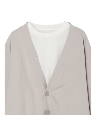 CRAFT STANDARD BOUTIQUE 強撚ポンチカーディガン＋Ｌ／Ｓ　ＴＥＥーＳＥＴ Light Gray