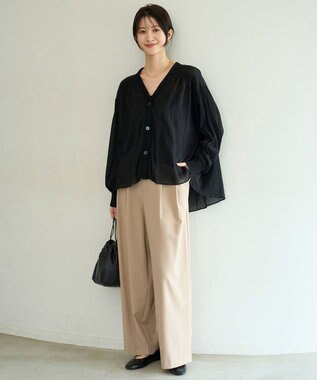 UNFILO マイビューティ タックワイドパンツ ベージュ