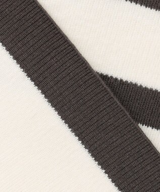 自由区 L 【洗える】コットンカシミヤ ボーダーニット ホワイト系1