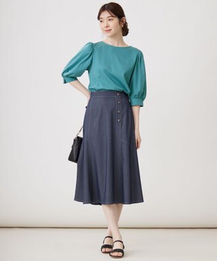 ANY SIS L 【洗える】ライトデニムライクシャンブレー スカート シャンブレー