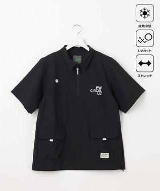 PW CIRCULUS 【機能性素材 TM ICE 使用】【MEN】ハーフジップ シャツ ブラック系